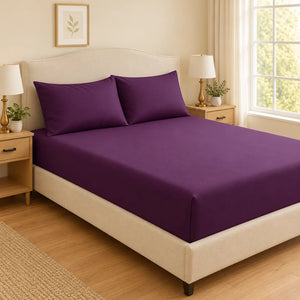 Prugna Luxury Plain Fitted Bedsheet Set – T-200