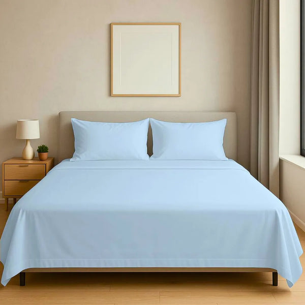 Solid Dyed T-200 Sky Bedsheet Set