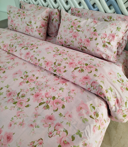 Pink Blossom 6 PC Summer Quilt Cover Set