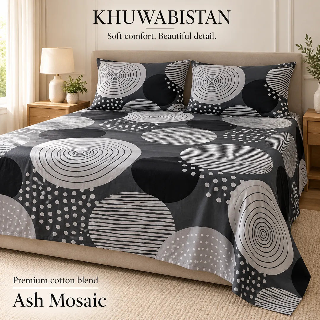 Ash Mosaic Bedsheet Set — fabric