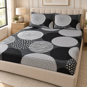Ash Mosaic Fitted Bedsheet Set – King
