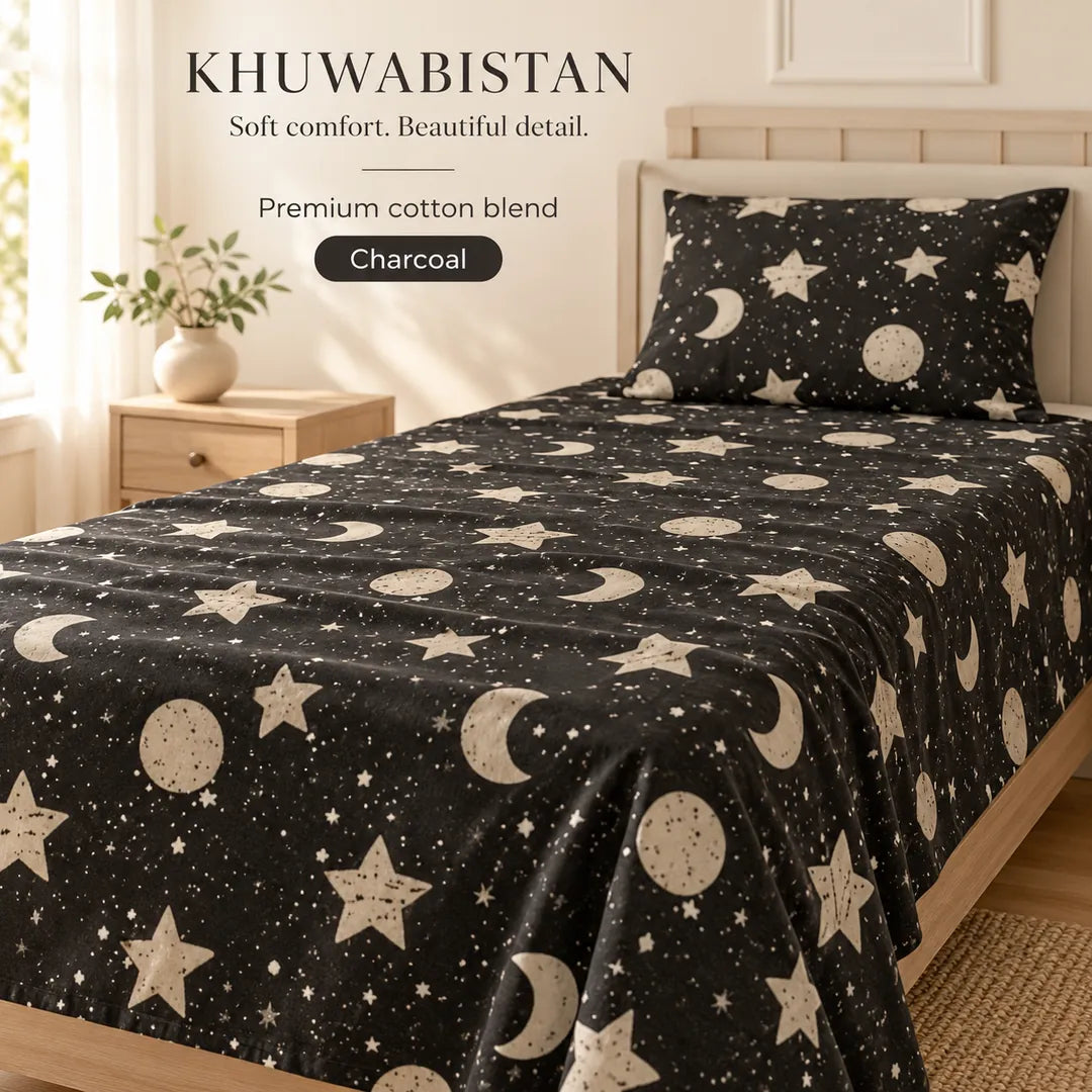 Charcoal Bedsheet Set — fabric