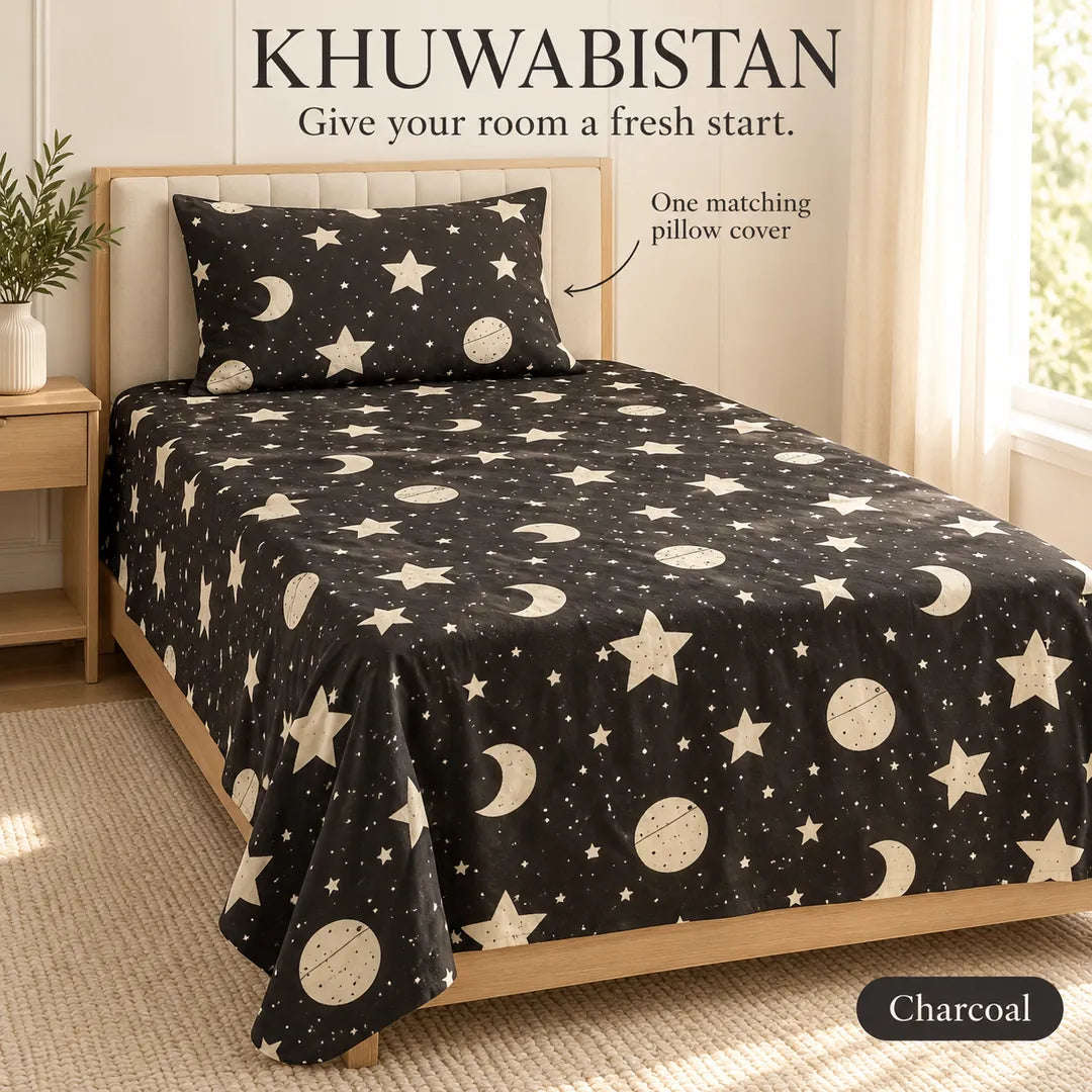 Charcoal Bedsheet Set — matching covers