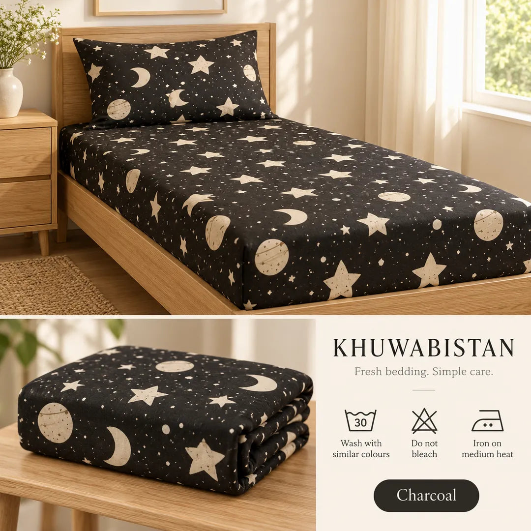 Charcoal Fitted Bedsheet Set – Single — care