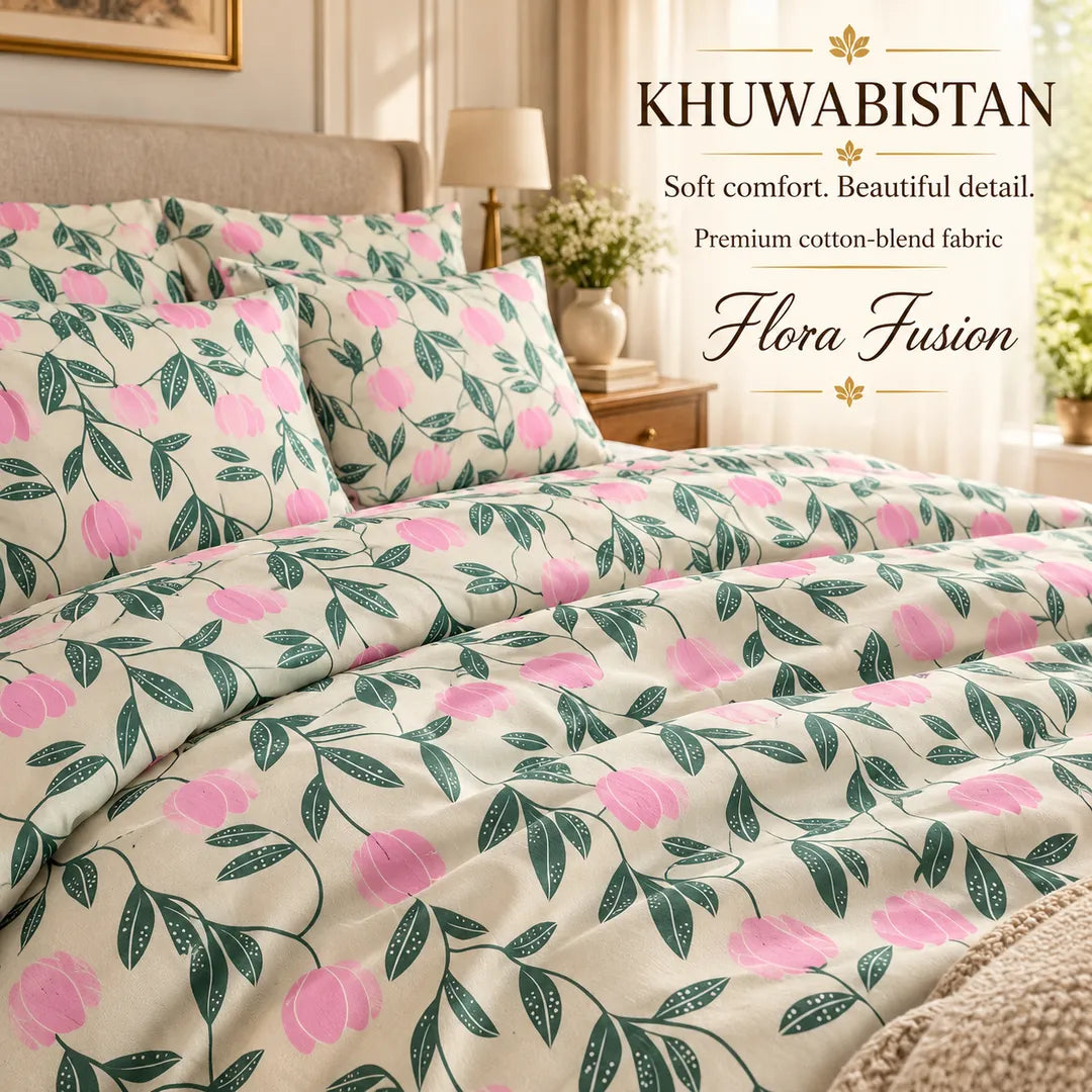 Flora Fusion 6-Piece Quilt Cover Set – King — fabric