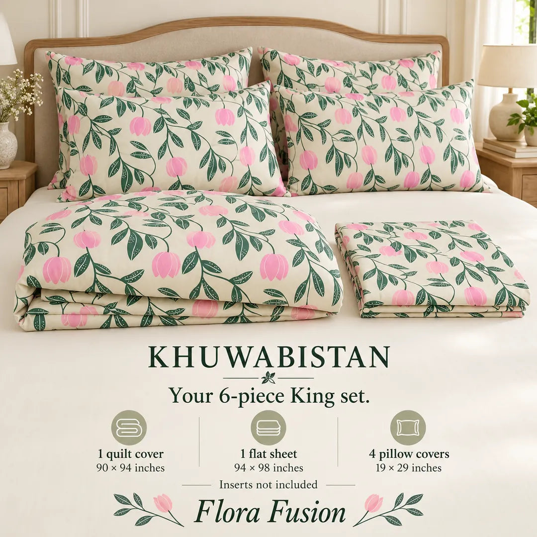 Flora Fusion 6-Piece Quilt Cover Set – King — king contents