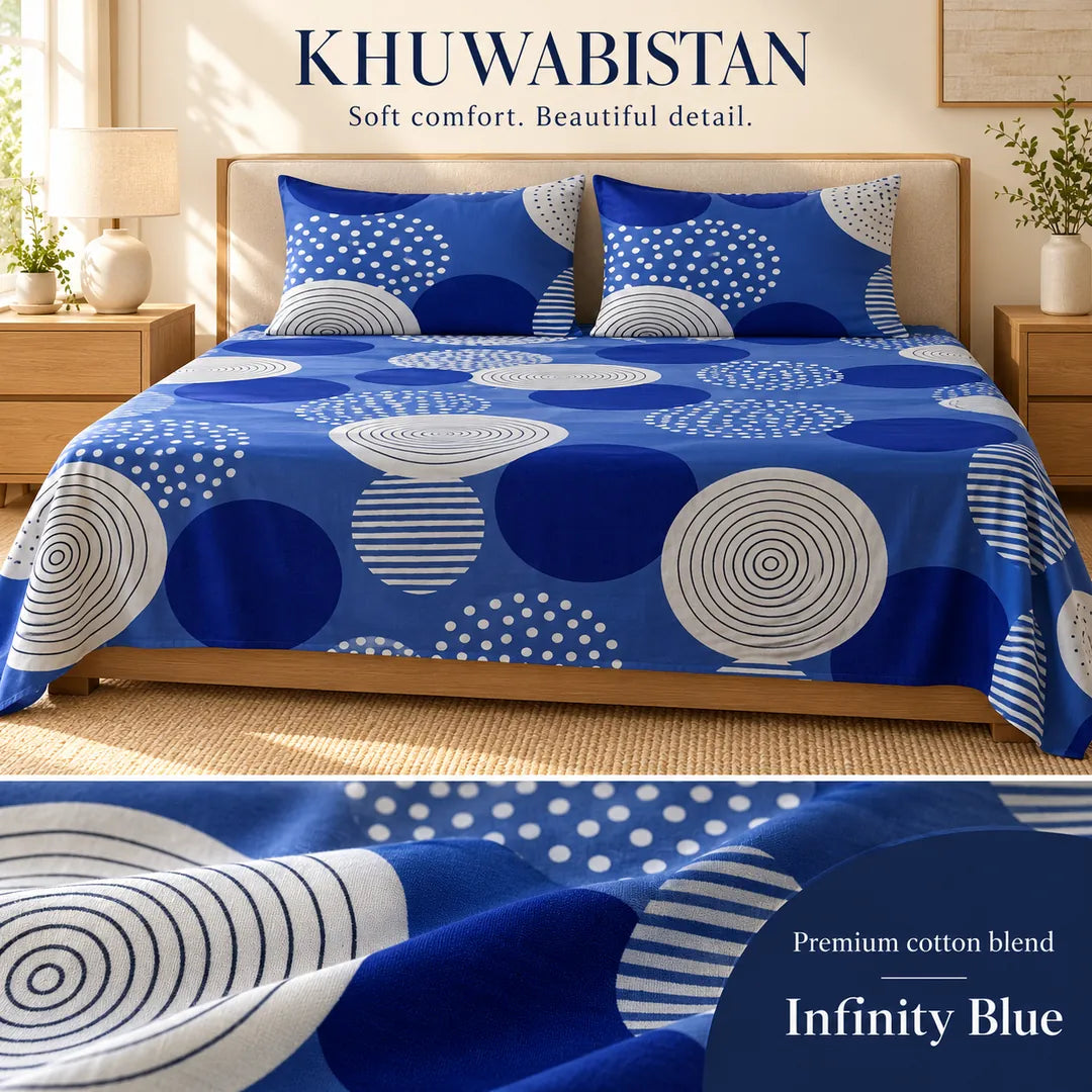Infinity Blue Bedsheet Set — fabric