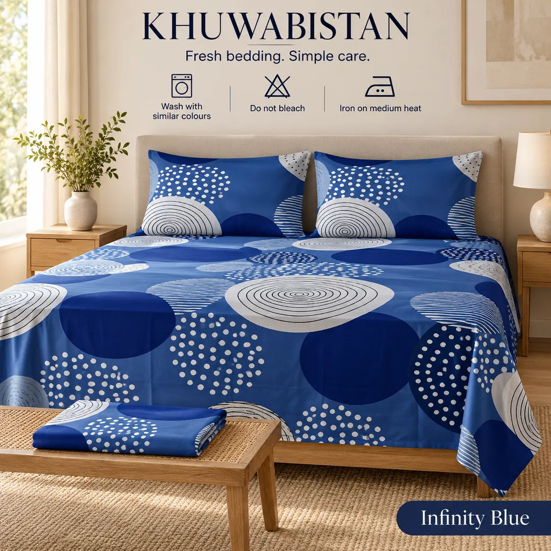Infinity Blue Bedsheet Set — care