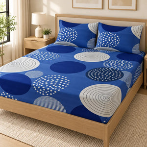 Infinity Blue Fitted Bedsheet Set – King