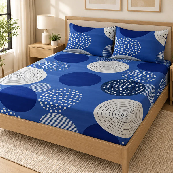 Infinity Blue Fitted Bedsheet Set – King
