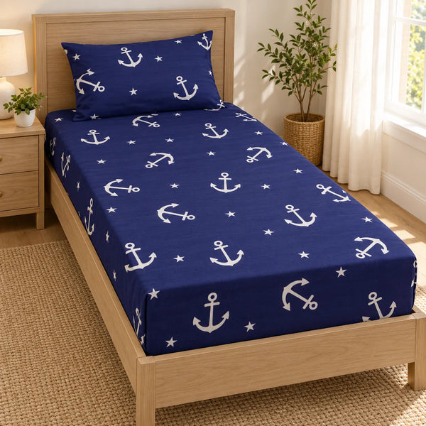 Navy Dreamland Fitted Bedsheet Set – Single